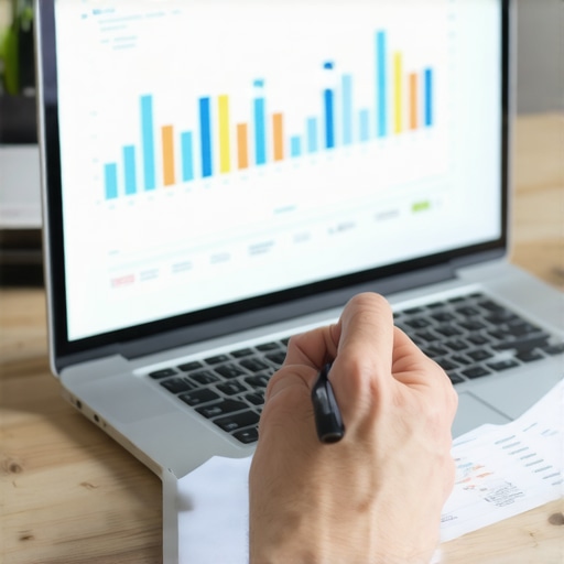 Person reviewing mortgage financials on laptop with charts and graphs