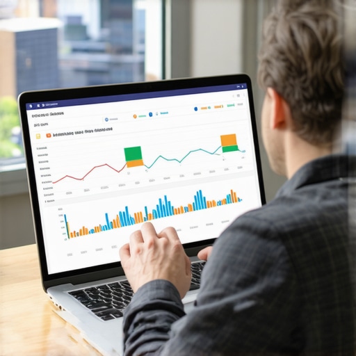 Person viewing mortgage rate charts on laptop with Tennessee landmarks