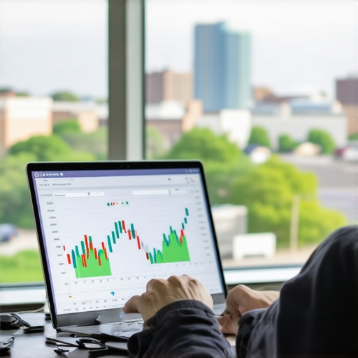 Person reviewing mortgage rate graphs with Tennessee cityscape