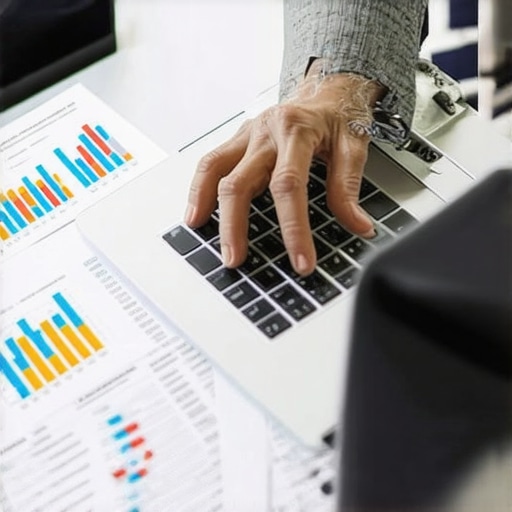 Person reviewing mortgage interest rates and mortgage analysis on a laptop