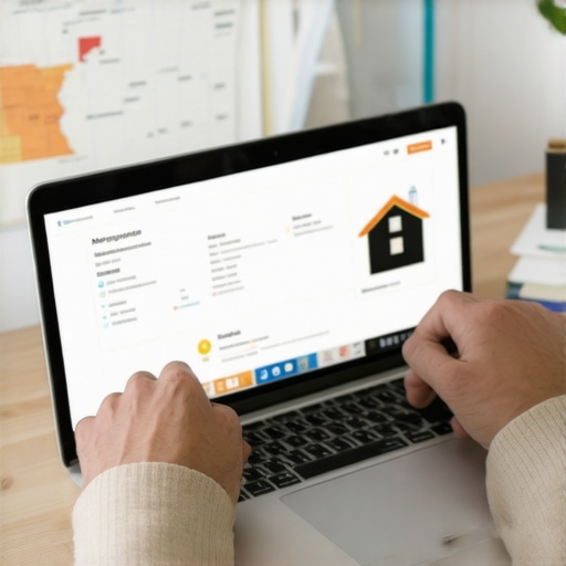 Person analyzing mortgage rate options on a laptop with Tennessee map.