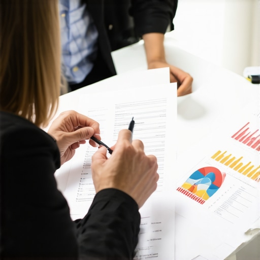 Mortgage advisor discussing fee breakdowns and interest rates with a homebuyer