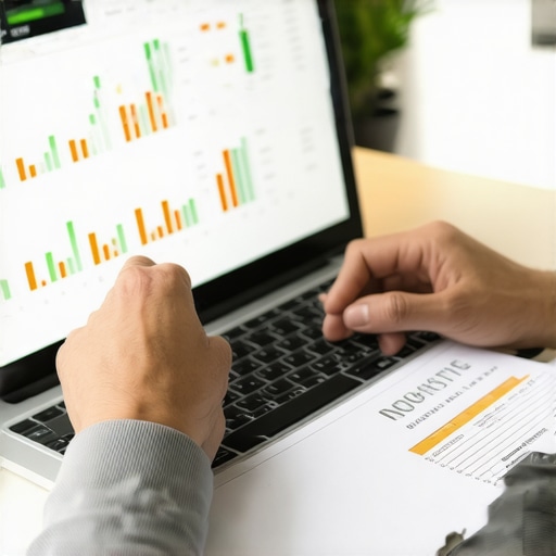 Mortgage Analysis Tools in Action Person reviewing mortgage rates and graphs on a laptop.