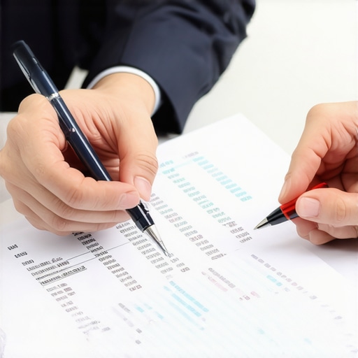 Financial advisor showing mortgage rate charts to a client in an office.