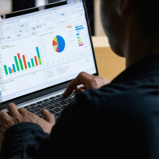 Person managing mortgage details on digital platform with graphs and notifications