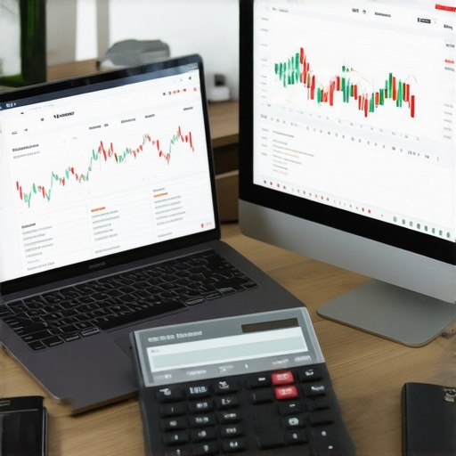 A workspace with digital tools for managing mortgage and financial data.