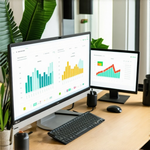 Home office setup with screens displaying mortgage interest rate graphs