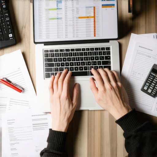 Person analyzing mortgage spreadsheets on a laptop to manage long-term home loan payments.