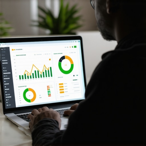 Homeowner monitoring mortgage rates and credit scores on a laptop