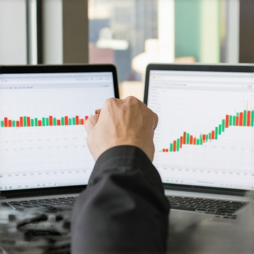 Person reviewing mortgage rate charts on a laptop in front of a Tennessee cityscape.