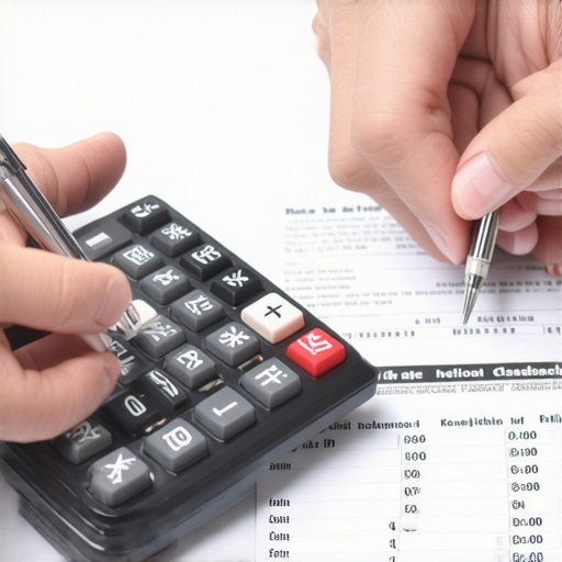 Person comparing mortgage options with documents and calculator