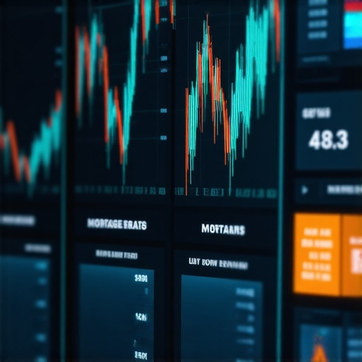 Mortgage Rate Monitoring Dashboard A person reviewing a digital screen with mortgage rate data and alerts.