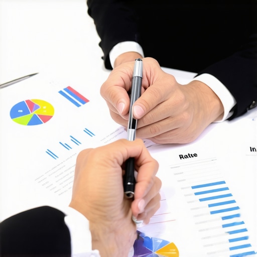 Mortgage broker reviewing interest rate charts with a homebuyer.