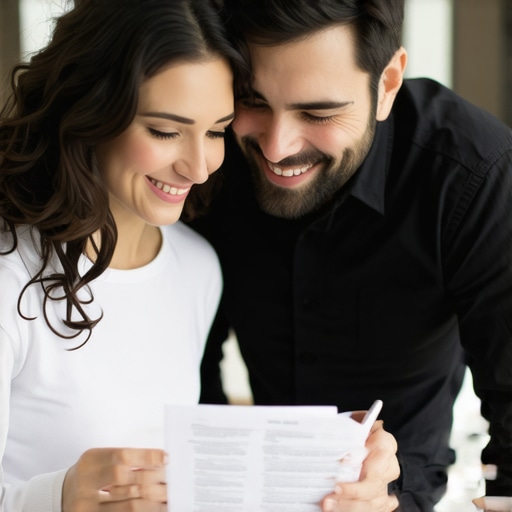 Couple reviewing mortgage papers with broker in Tennessee
