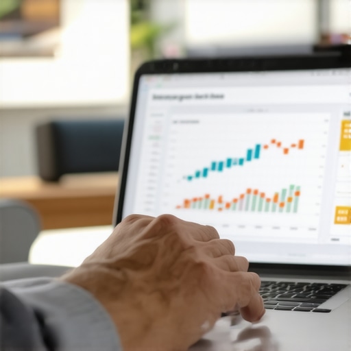 Individual reviewing mortgage rate charts on a laptop in a home office