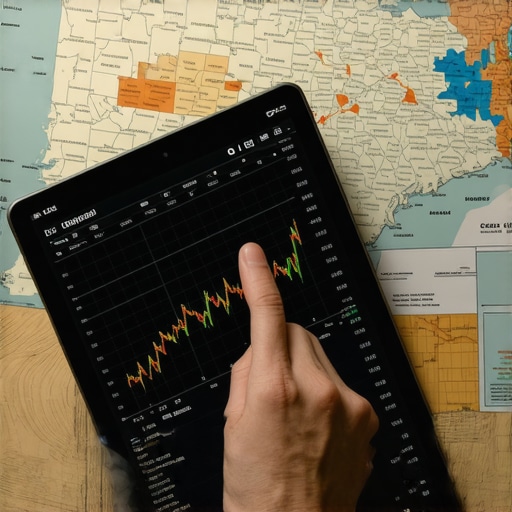 Person studying mortgage rate charts on a tablet with Tennessee map in background.