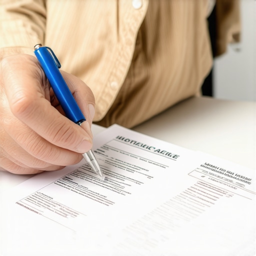 Person examining mortgage paperwork with a lender