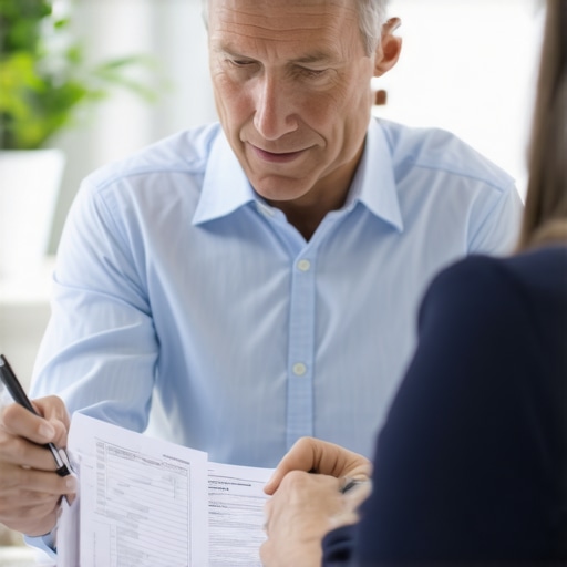 A homeowner discussing mortgage options with an advisor, focusing on maintaining FHA loans