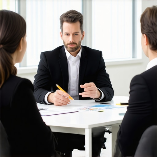 A mortgage broker showing rate trend charts to a homebuyer