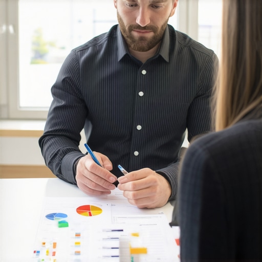 Mortgage broker discussing loan options with clients in a Memphis office.