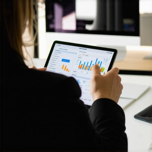 A person analyzing mortgage data on a tablet and computer screen
