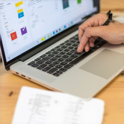 Person reviewing mortgage documents with financial tools and a laptop