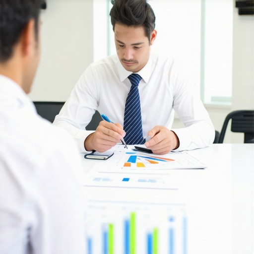 Financial advisor and client analyzing mortgage trend charts