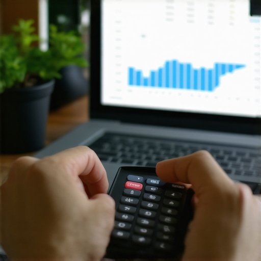 Person analyzing mortgage rates on laptop with Tennessee map in the background.