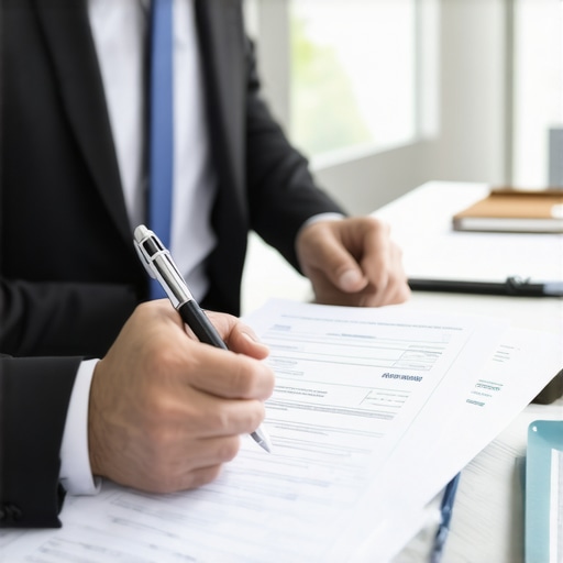 Agent and homeowner examining loan paperwork
