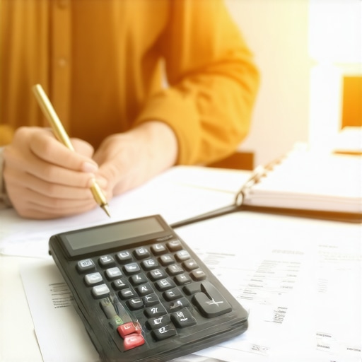 A person discussing mortgage terms with a broker over documents in an office.